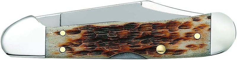 Case XX WR Pocket Knife Mini Copperlock Amber Jig Bone W/Sharpening Stone (61749 L SS) - Length Closed: 3 5/8 Inches - Image 3